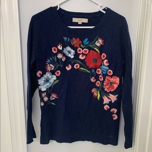 LOFT floral embroidered sweater